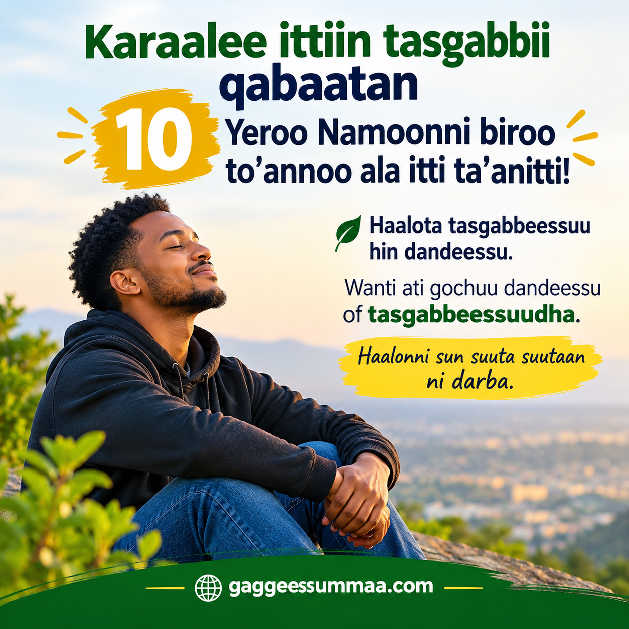 Karaalee ittiin tasgabbii qabaatan 10